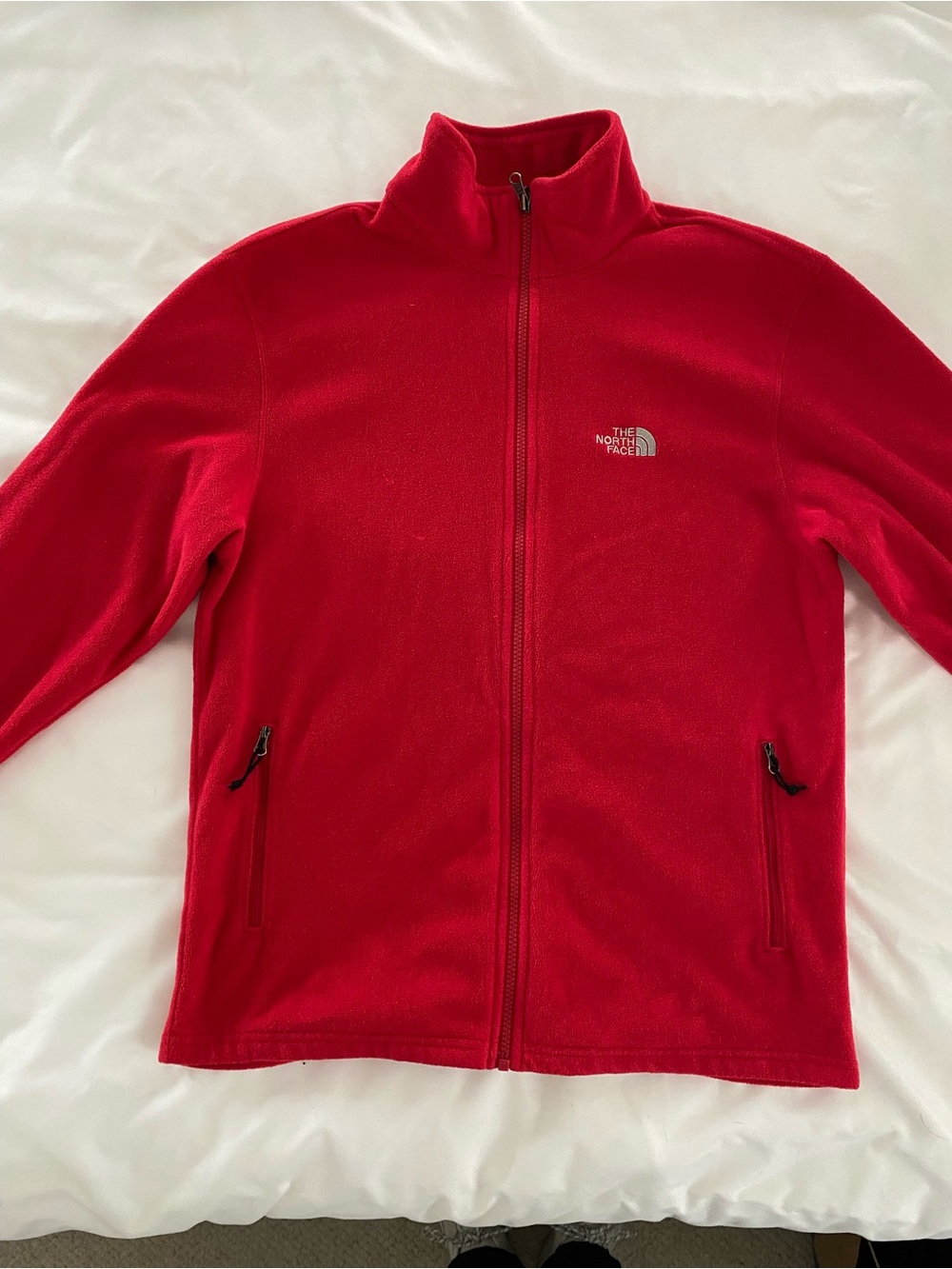 The North Face Men’s Bright Red Zip-Up Fleece Jacket Size Medium